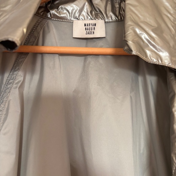RARE MNZ Maryam Nassir Zadeh Felix Silver Shiny Jacket w Hidden Hood Medium 6 - Picture 3 of 12